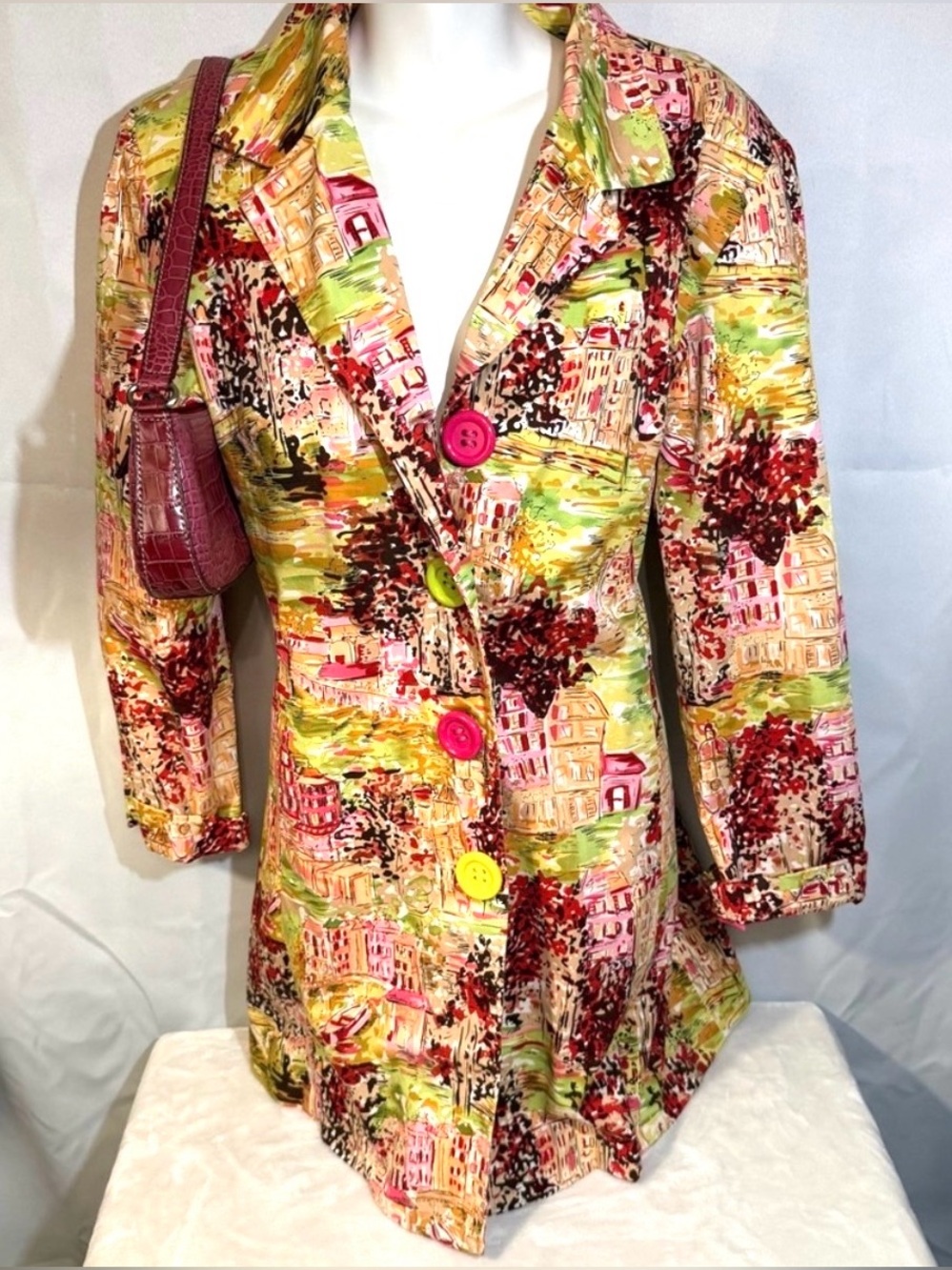 Dandy by Andi City Print Jacket Size 10 Artsy Blazer Colorful Coat